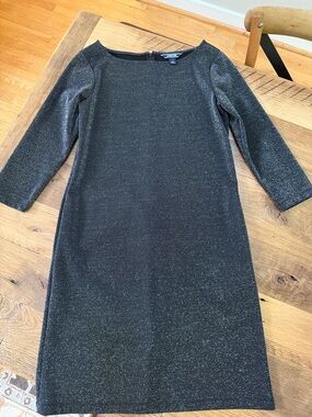 Lands' End Ponte Sparkle Black Evening Dress